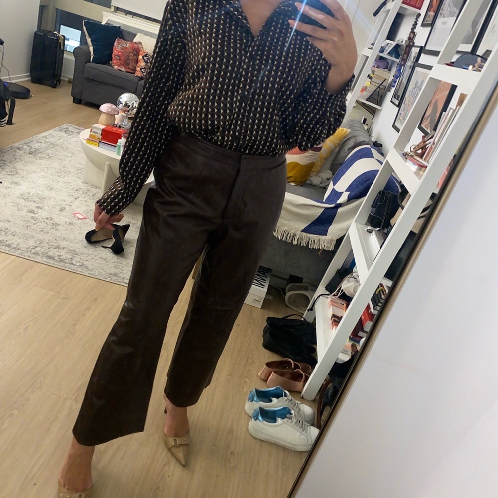 Sandro brown leather pants. worn once.